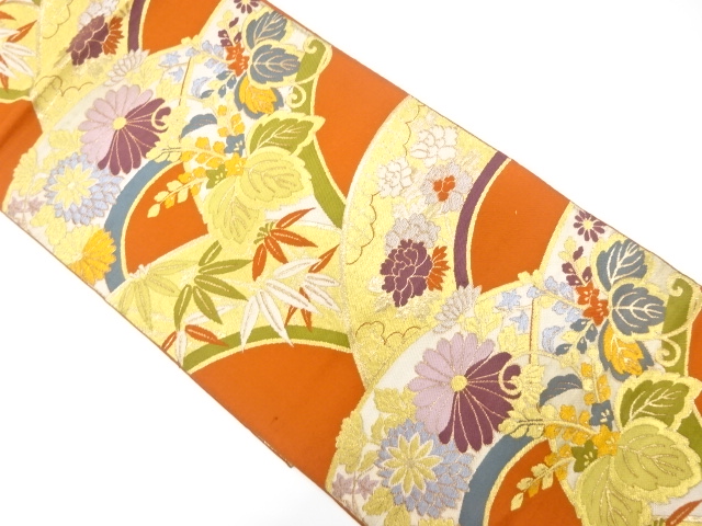 JAPANESE KIMONO / ANTIQUE FUKURO OBI / SILK / WOVEN ABSTRACT SEIGAIHA